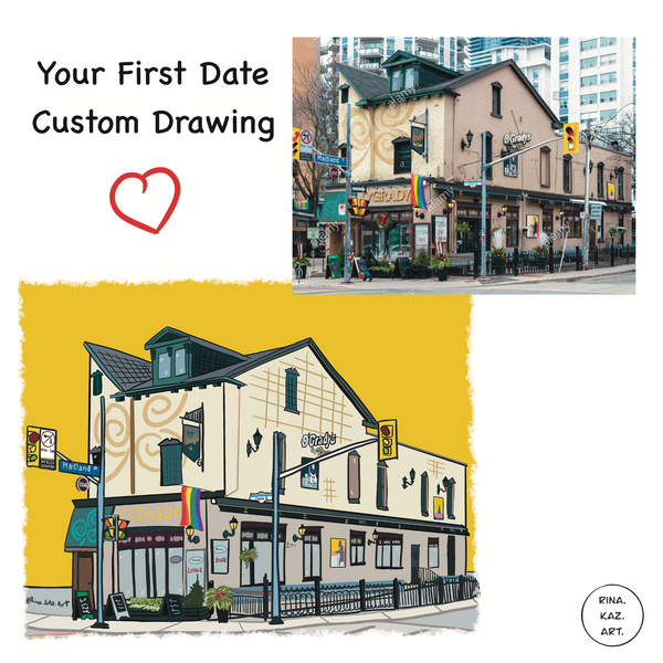 Your First Date Custom Digital Drawing