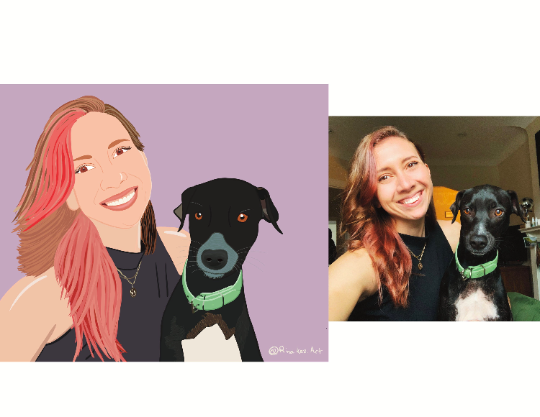 Father's Day Custom Portrait illustration (Cat, Dog, Puppy, Kitty) Anniversary Gift ( Digital Only, print or stretched Canvas)