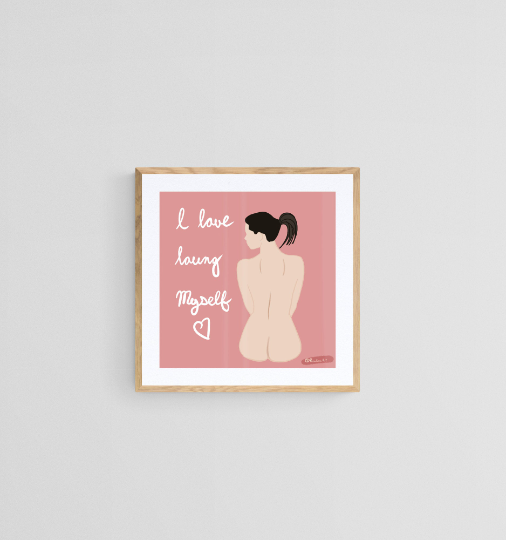 Self Love Art Print Quote, Feminist Modern Art - Art Print Nude Digital Print Giclée