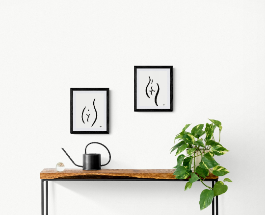 Body Positive Line Art, Bum Waist Nude Art, Female Figure Art Print, Minimalist Wall Art, Boob Art Print, Curvy Art Poster, Line Drawing