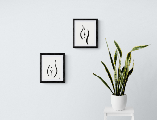 Body Positive Line Art, Curvy Front Nude Art, Female Figure Art Print, Minimalist Wall Art, Boob Art Print, Curvy Art Poster, Line Drawing