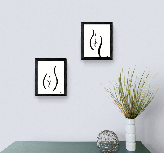 Body Positive Line Art, Bum Waist Nude Art, Female Figure Art Print, Minimalist Wall Art, Boob Art Print, Curvy Art Poster, Line Drawing