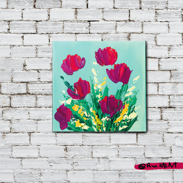 "Poppy Green" -  Original Acrylic Floral Painting