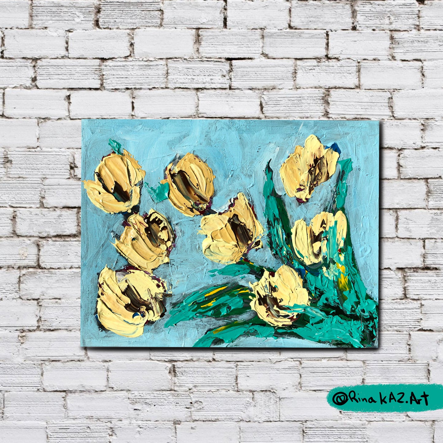 "Turquoise Blossom"-  - Original Acrylic Floral Painting