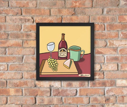 Wine and Cheese -  Art Print Giclée